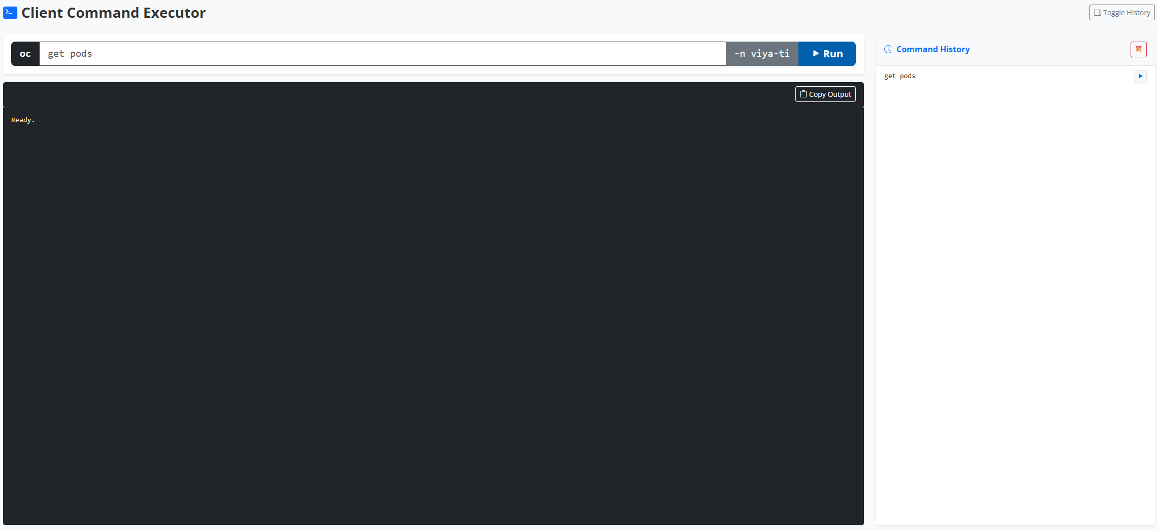 Interface Client Command Executor - Monitoring SAS Viya 4 sur OpenShift avec OpsBuddy