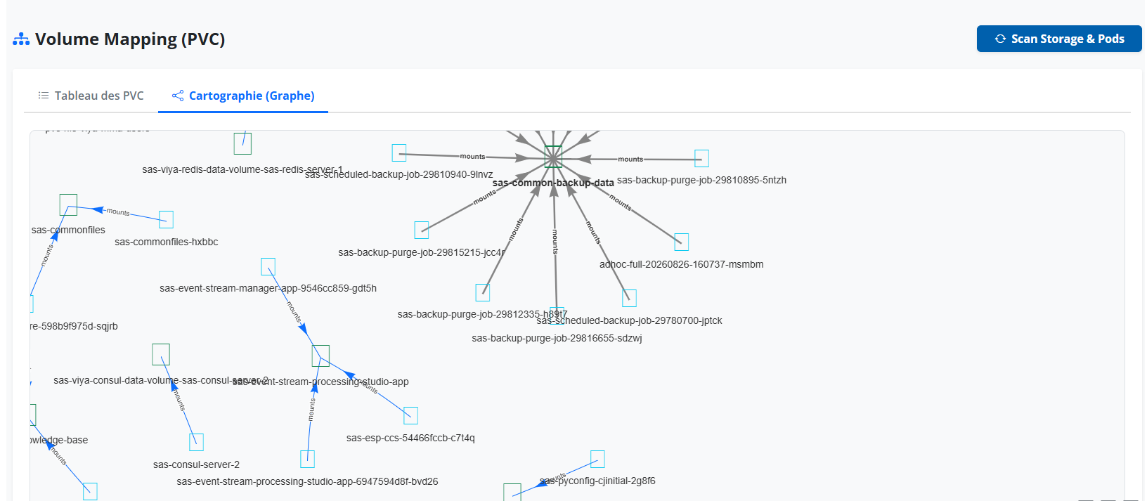 Cartographie Visuelle Volume Mapping - Monitoring SAS Viya 4 sur OpenShift avec OpsBuddy