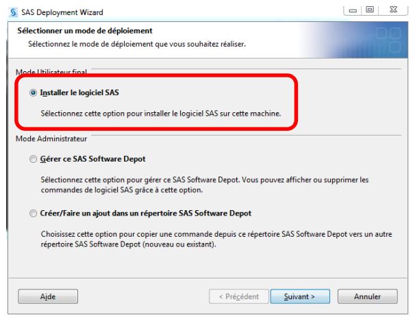 Installer le logiciel SAS