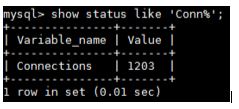 mysql show status like conn