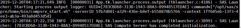 pp.tk.launcher.process.output - SAS Compute Server has completed initialization