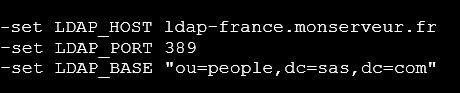 LDAP_HOST  - LDAP_PORT  - LDAP_BASE 