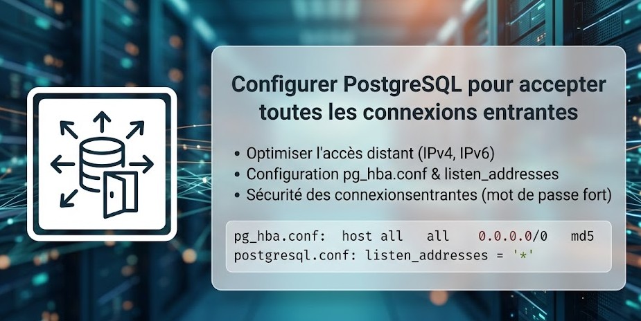 Illustration : Configurer PostgreSQL pour accepter toutes les connexions entrantes