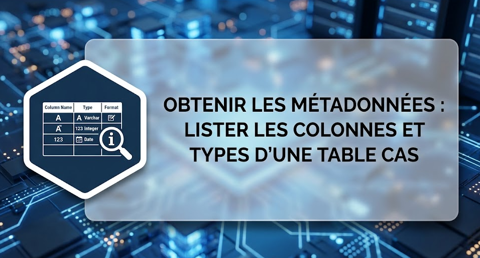 Illustration : Obtenir les métadonnées : lister les colonnes et types d'une table CAS