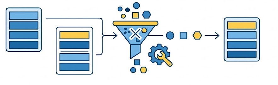 Est-il possible de filtrer et de sélectionner uniquement certains formats métiers lors de la fusion des bibliothèques CAS ?