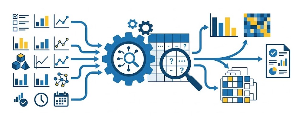 Quels sont les variables que l'action 'analyzeMissingPatterns' prend en compte pour son analyse ?