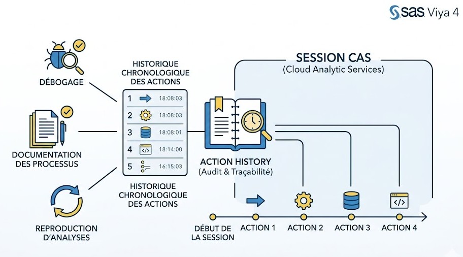 Schéma : Comment garder une trace de toutes les actions exécutées lors d'une session SAS Viya ?