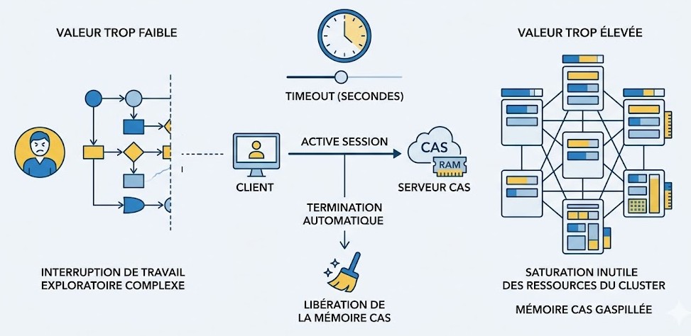 Schéma : Votre session CAS expire trop vite ? Voici comment vérifier votre délai de garde.